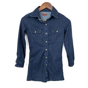 7 For All Mankind Denim Long Sleeve Dress Blue Size Small Girls